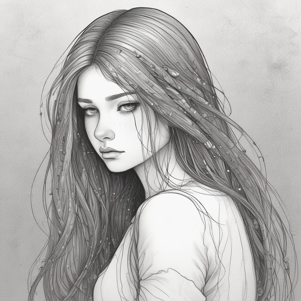 sad girl - black and white